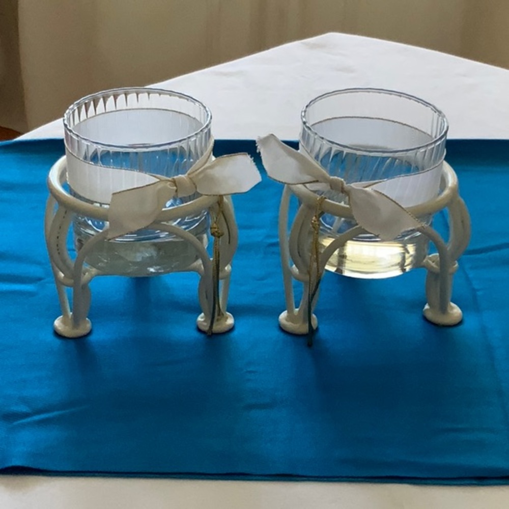 Pair of candles holders. Wrought Iron ( heavy )